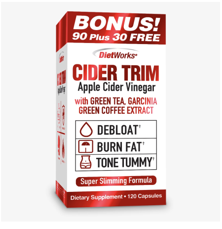 DietWorks Cider Trim Apple Cider Vinegar Capsules, 120 Ct